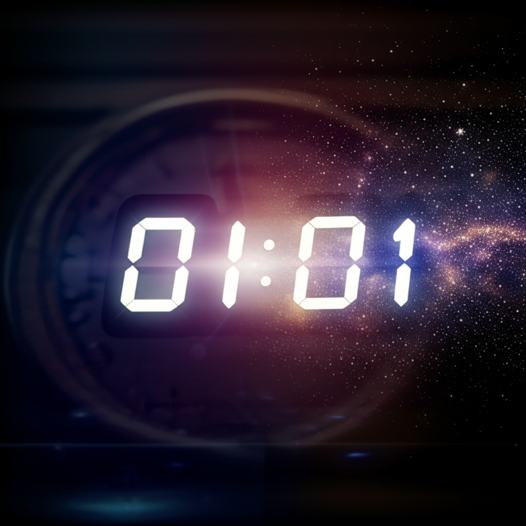 Циферблат электронных часов показывает 01:01 на часах что это значит как символ нового начала.