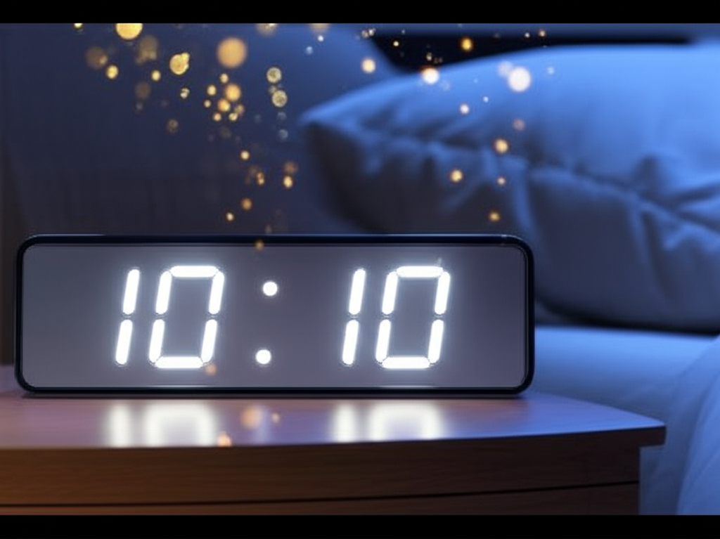 Цифровые часы, показывающие время 10:10, на фоне которых раскрывается глубокое 10 10 значение.