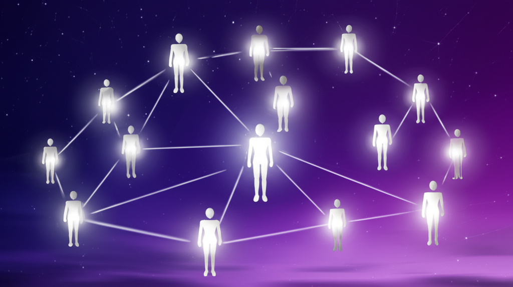 Схематичное изображение социальных связей, символизирующее 11 дом вк в астрологии.