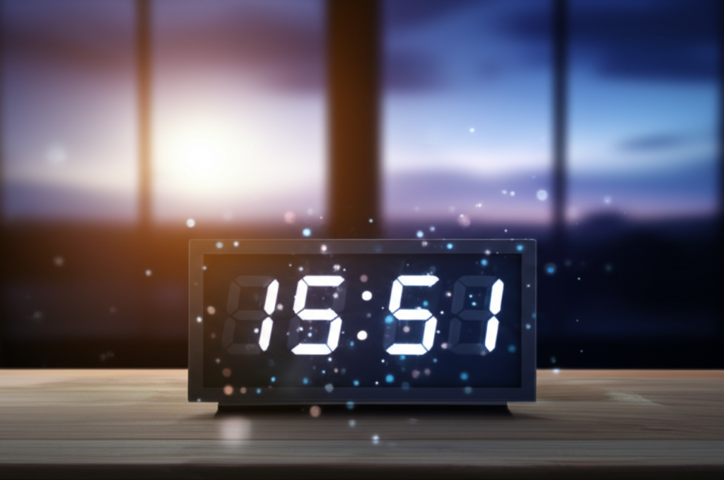 Цифровые часы показывают время 15:51, раскрывая глубокое 15 51 значение этой числовой комбинации.