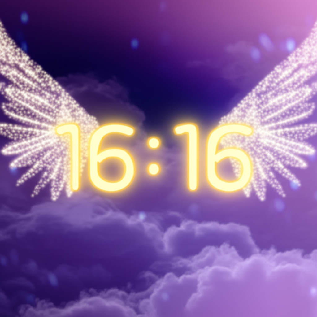 Циферблат часов, показывающий время 16:16, в окружении мягкого свечения, иллюстрирующий 16 16 на часах значение ангельская.