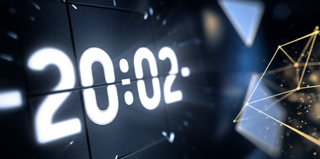Цифровые часы на темном фоне, показывающие мистическое время — это и есть ответ на вопрос 20 02 что значит