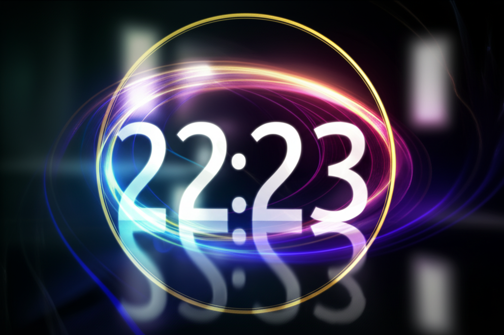 Цифровые часы показывают время, раскрывая 22 23 на часах значение.