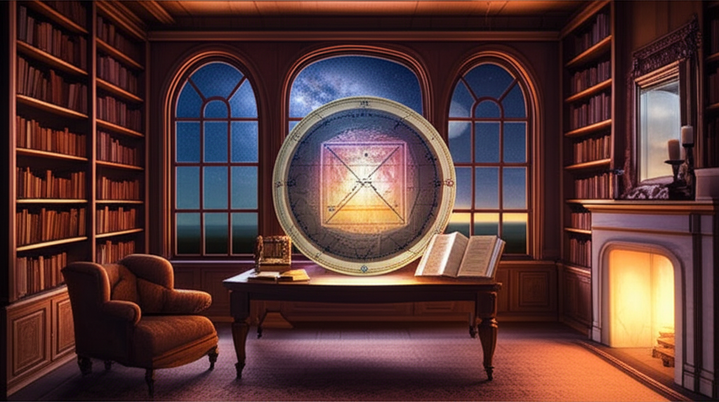 Символическое изображение, где 4 дом в натальной карте является основой и фундаментом личности, связанным с корнями и космосом.