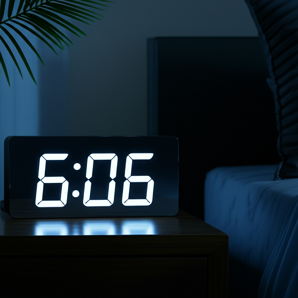 Символическое изображение числа 6 06 на цифровых часах, отражающее его глубокий смысл и нумерологическое значение.