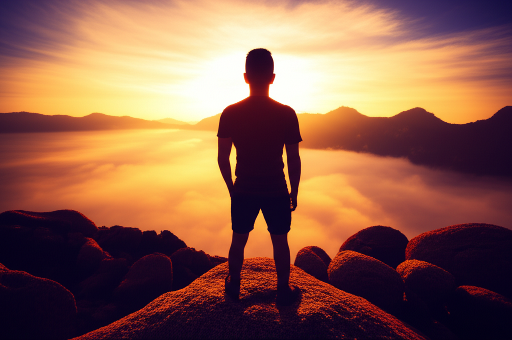 Символическое изображение, иллюстрирующее 7 законов успеха на вершине горы