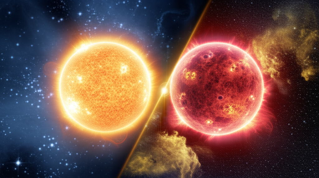 Космический коллаж, где показана альдебаран антарес энергия звезд в виде двух ярких светил.