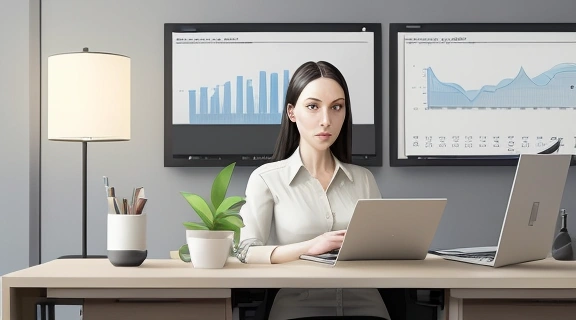 Профессиональная аналитика и прогнозы: Колонка анастасии якуба на июнь в современном рабочем пространстве.