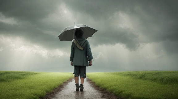 Человек на перекрёстке путей, символизирующий Апрель время испытаний и выбор направления