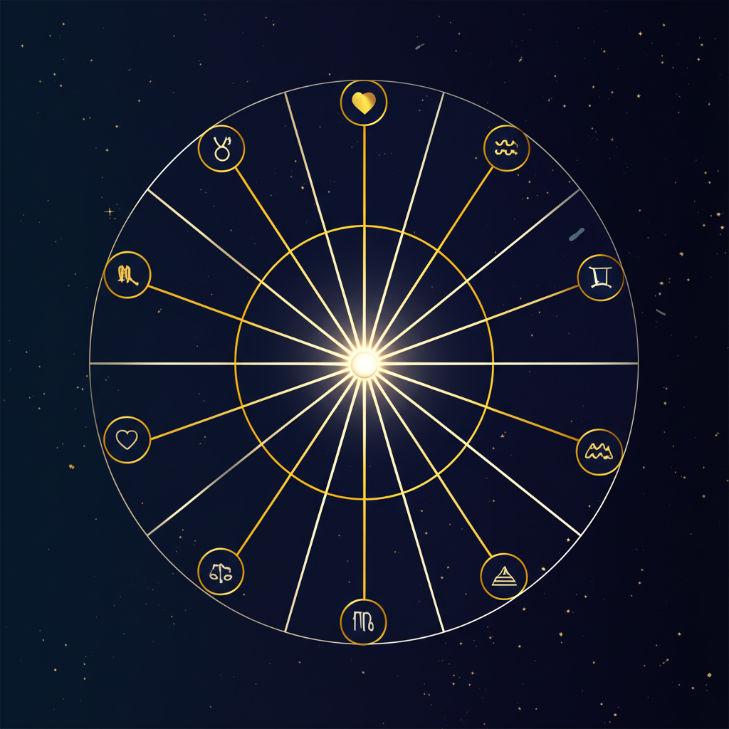 Стилизованная натальная карта, иллюстрирующая астрология дома и их значение