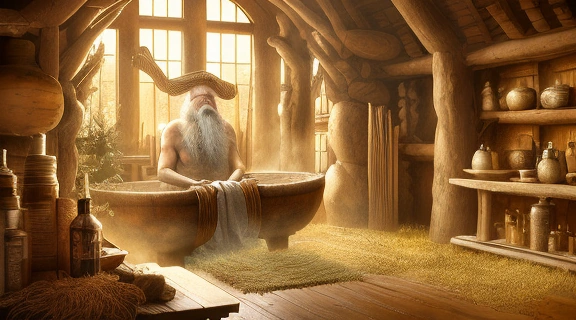 Изображение Банника амбарника древних славян: таинственный Банник в бане и заботливый Амбарник в амбаре.