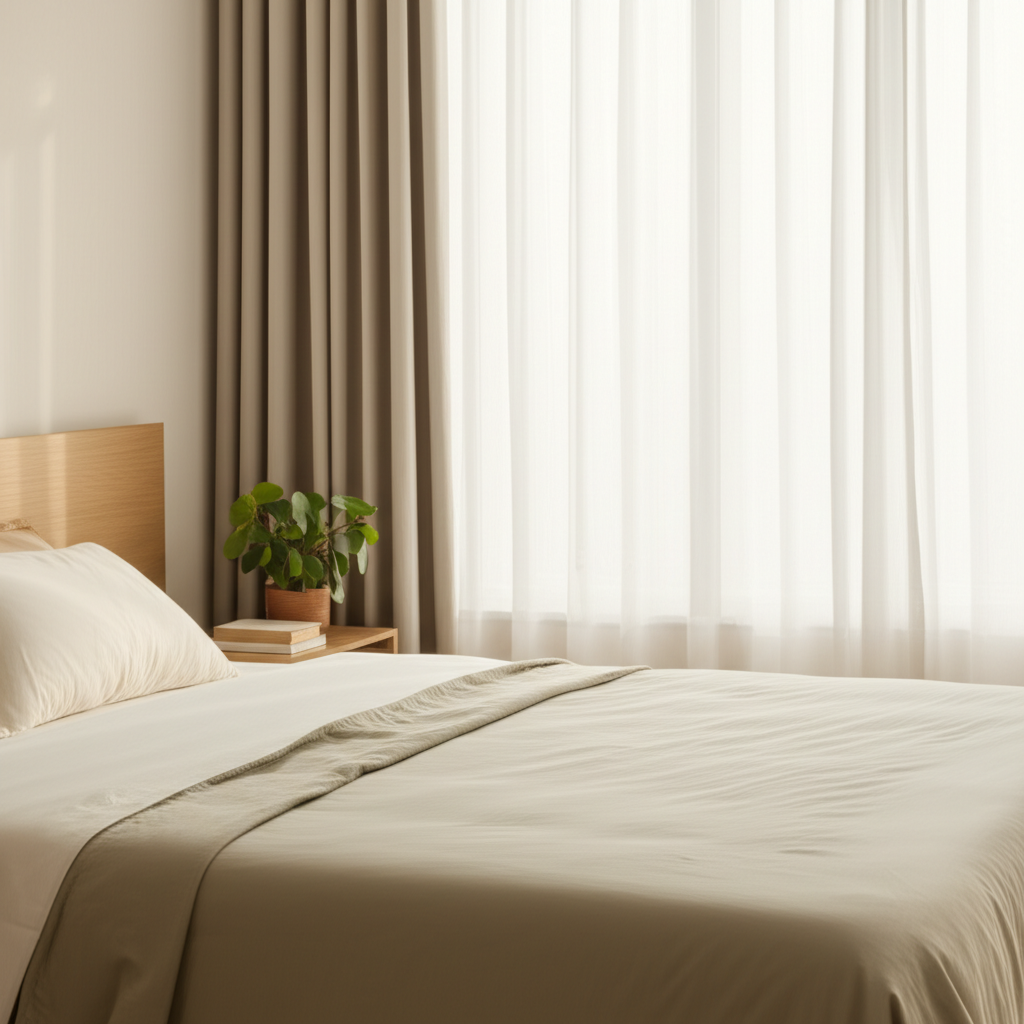 Спокойная спальня, где беременность и фэн-шуй создают умиротворяющую атмосферу для будущей мамы.