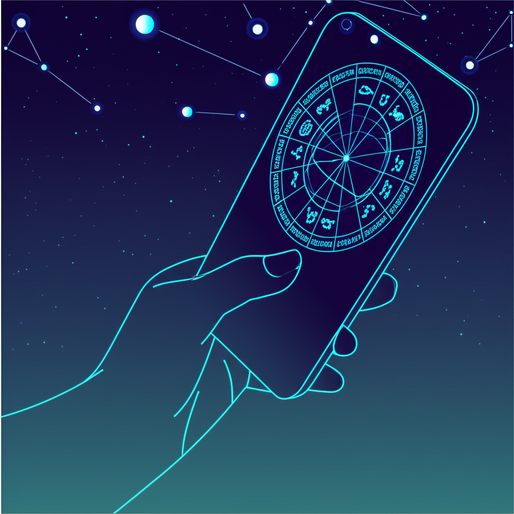 Интерфейс, который демонстрируют бесплатные сервисы астрологии на экране современного смартфона.