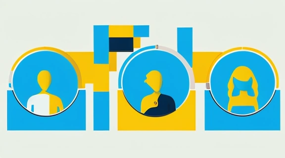 Динамичная иллюстрация, показывающая Близнецы профессия в разных сферах: общение, анализ данных и творчество, подчеркивая универсальность знака.