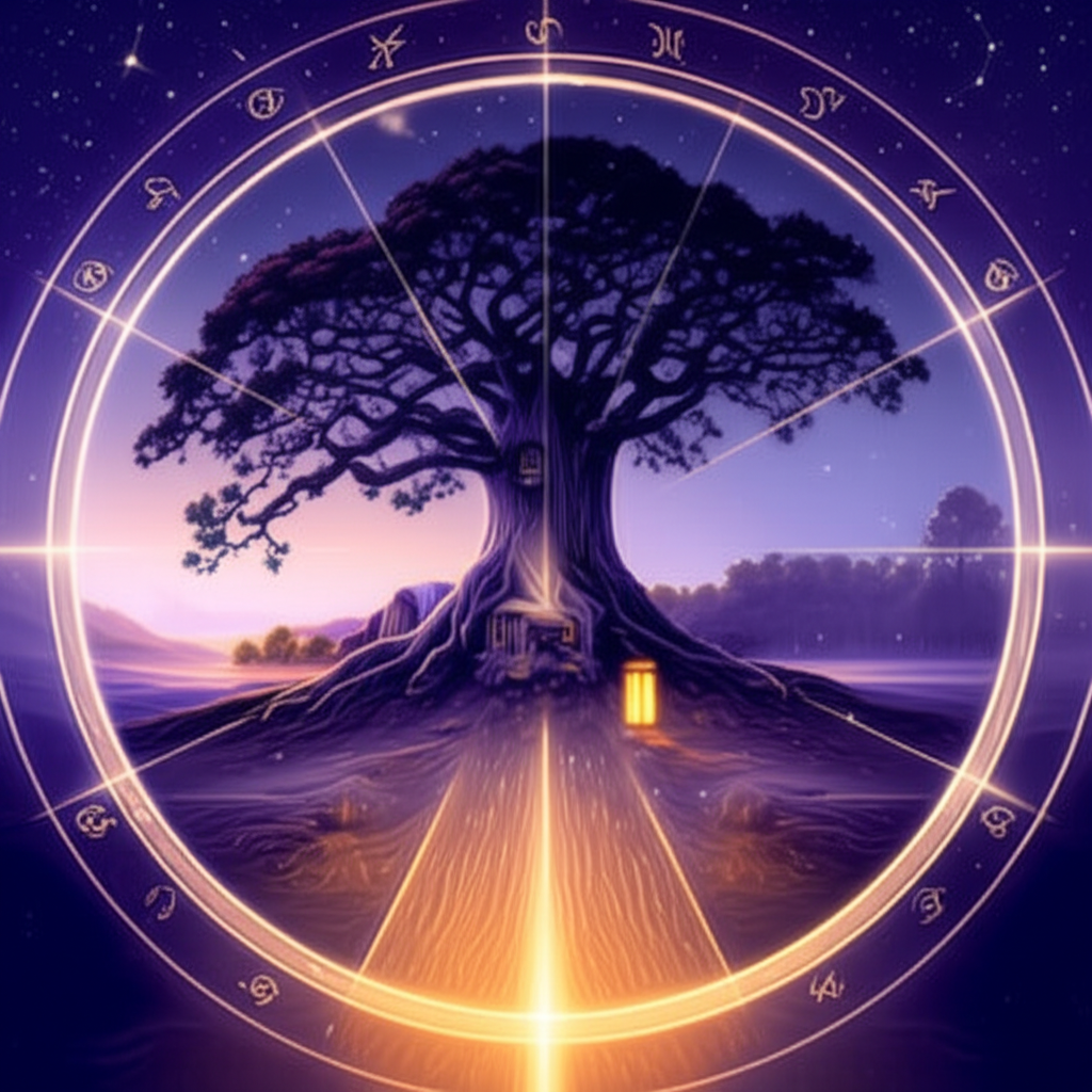 Астрологическая карта, где выделен четвёртый дом дом и семья, символизирующий корни.