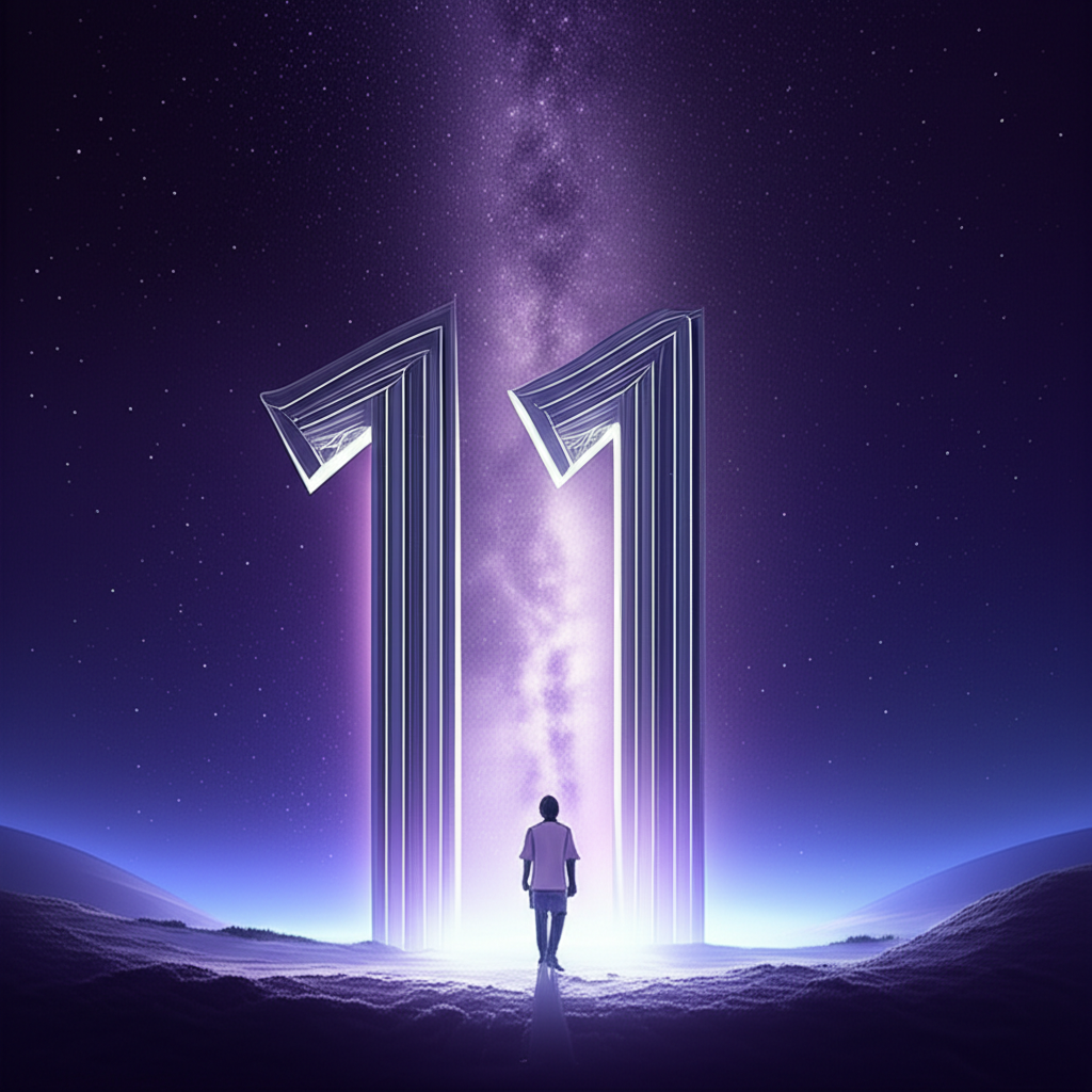 Светящийся портал, символизирующий духовный путь и интуицию, которые олицетворяет число 11 в нумерологии.