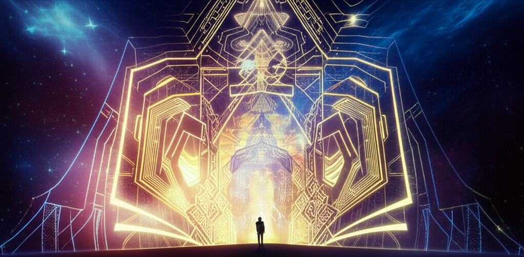 Символическая иллюстрация великих свершений, которые несет число 22 в нумерологии, в виде светящегося моста.