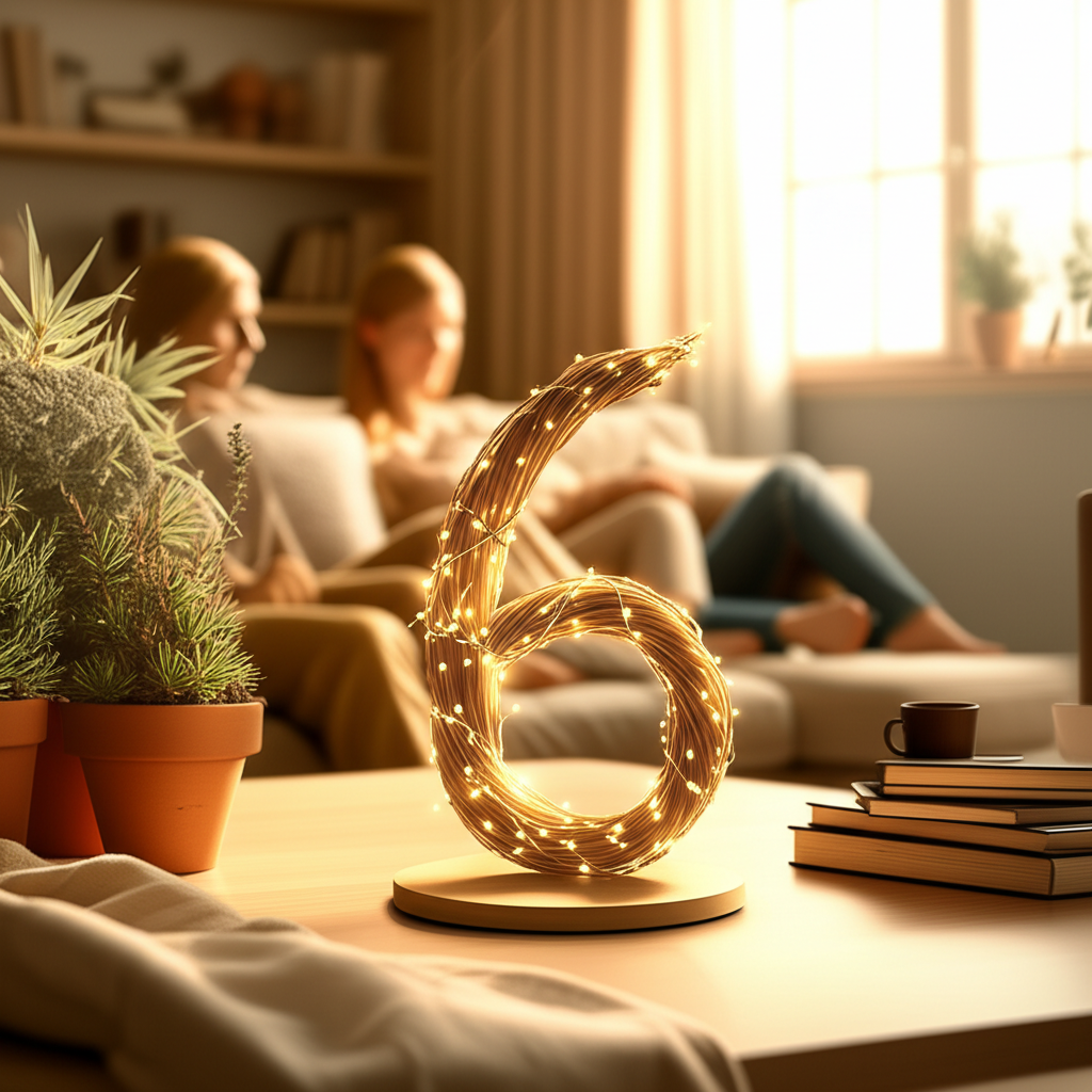 Гармоничное изображение, иллюстрирующее значение, которое несет число 6 в нумерологии.