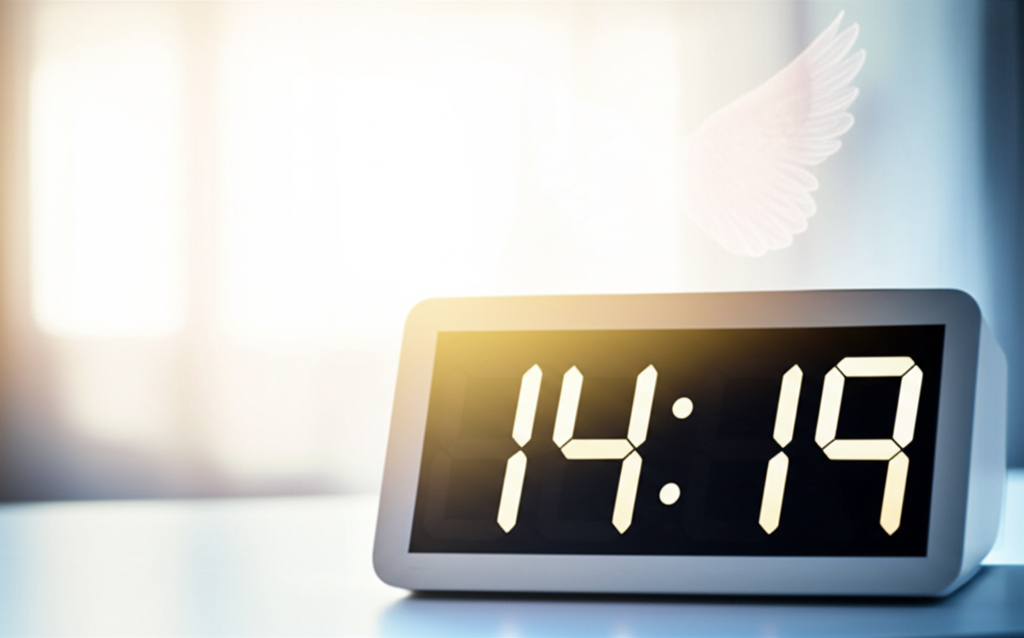 Цифровые часы показывают время, что иллюстрирует тему 1414 на часах ангельская нумерология