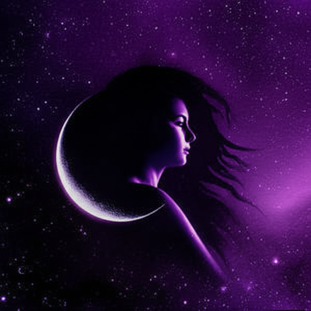 Астрологическая иллюстрация, показывающая что такое черная луна лилит на фоне космоса