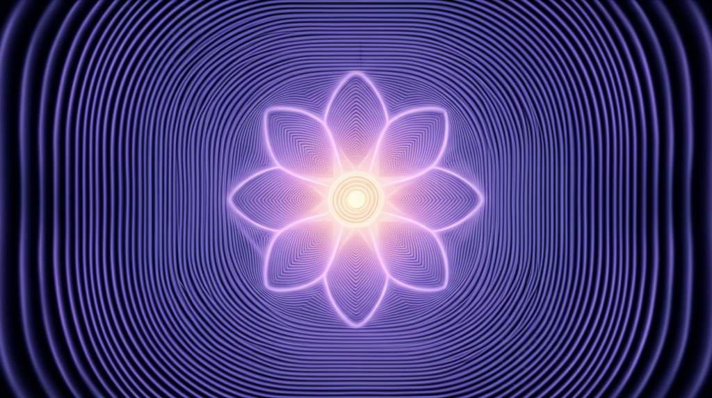 Визуальное представление того, что такое мантра: светящиеся звуковые волны, создающие сакральный узор.