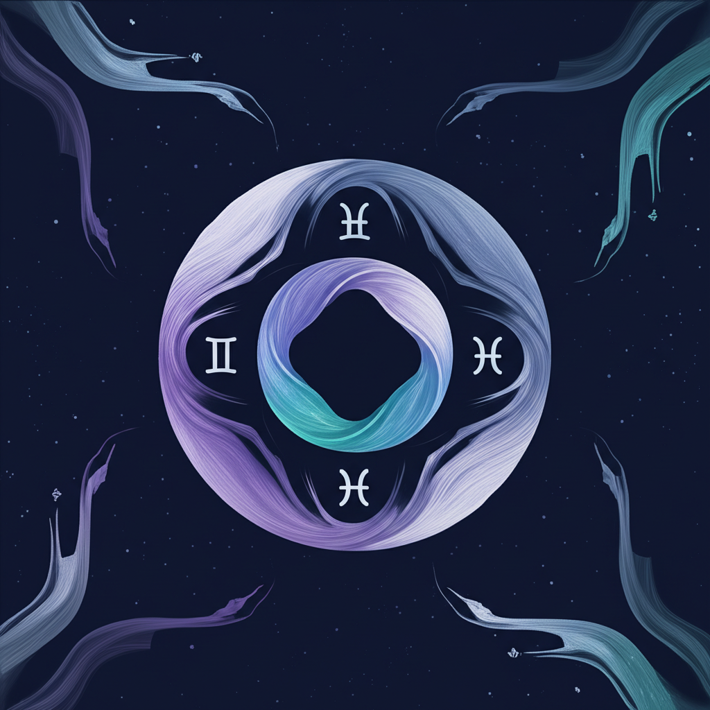 Схематичное изображение, которое объясняет что такое мутабельные знаки зодиака, с их символами в круге.