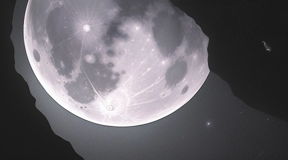 Детальное изображение яркого, величественного полнолуния на ночном небосводе с видимыми кратерами и морями.