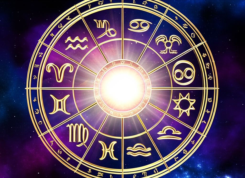 Все даты знаков зодиака, изображенные на фоне зодиакального круга.