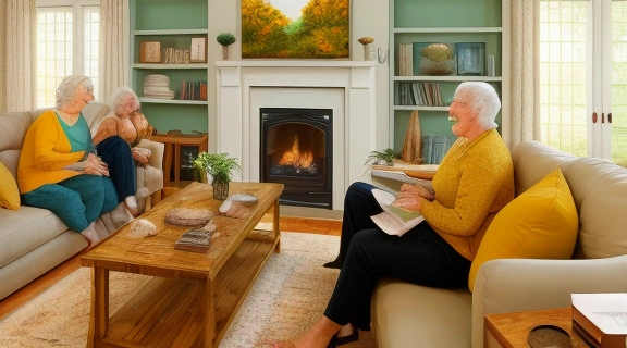 Счастливая смешанная семья с детьми от разных мужчин отдыхает в уютной гостиной, демонстрируя единство и поддержку.