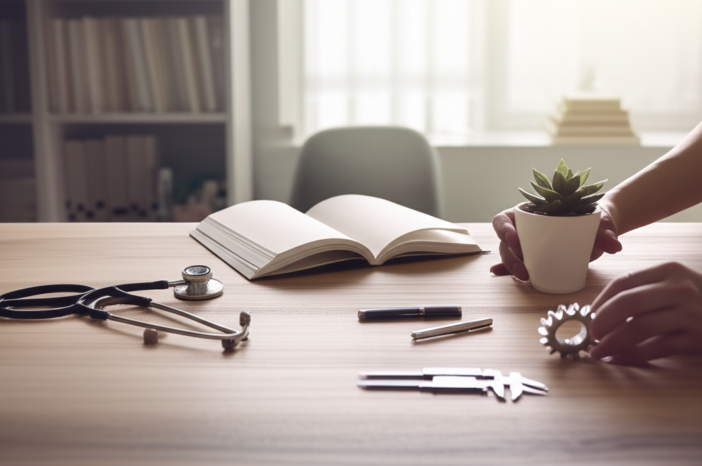 Тщательный Дева выбор профессии на фоне организованного рабочего места