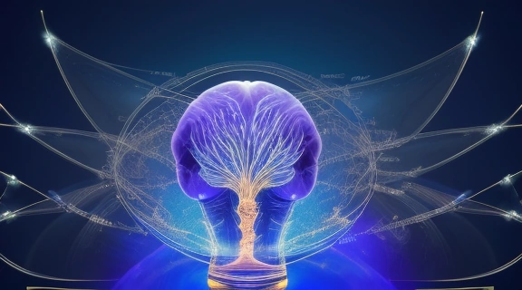 Символическое изображение, отражающее сложное взаимодействие между экстрасенсорикой и наукой, разделёнными тонкой гранью.