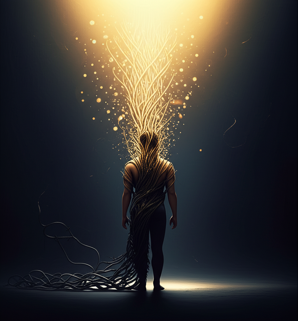 Трансформация, которую дает правильно направленная энергия обиды, в виде света, исходящего от человека.