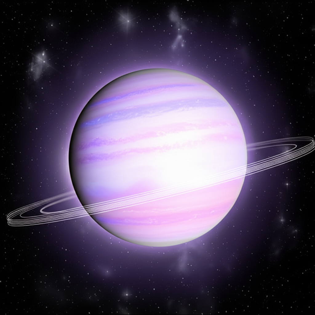 Изображение космической Венеры, движущейся по ретроградной орбите на фоне звездного неба, символизирующее глубокое влияние, если Венера ретроградная в натальной карте.