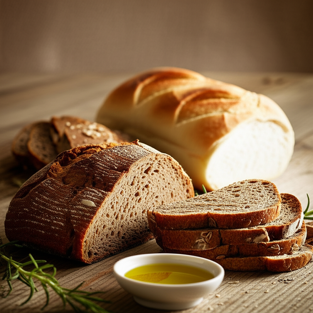 Разные виды хлеба на столе как ответ на вопрос, есть хлеб или нет