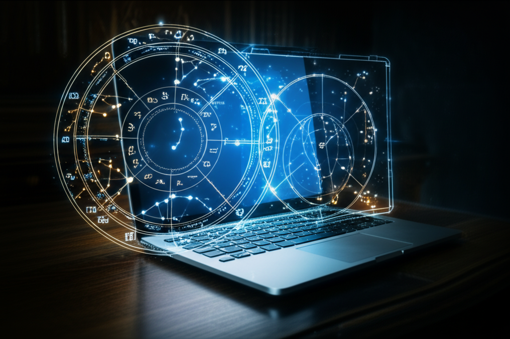 Детальное изображение зодиакального круга, которое иллюстрирует основы, которые изучает европейская астрология.