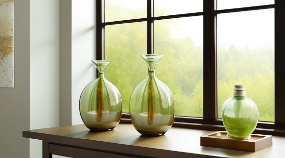 Изображение демонстрирует идеальное сочетание принципов Фэн-шуй ароматерапия в современном интерьере, создающее атмосферу спокойствия и баланса.