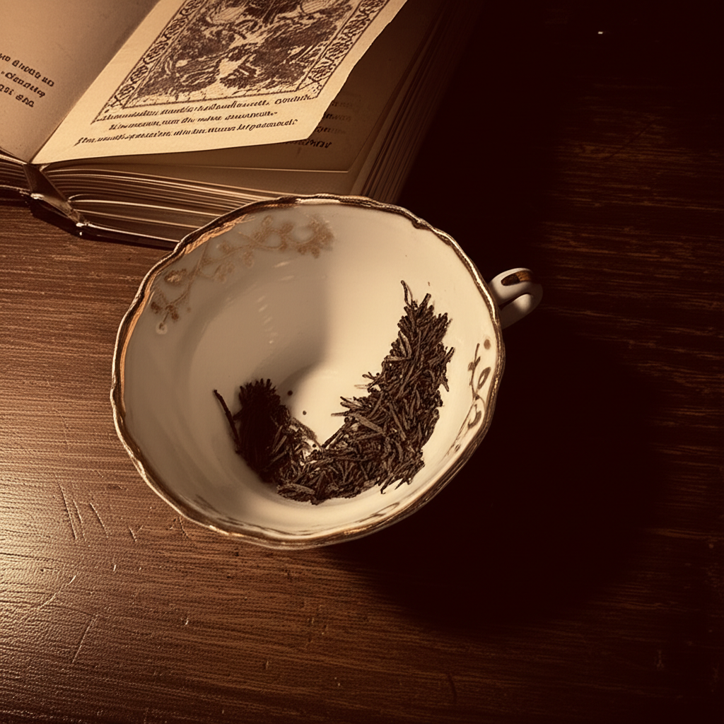 Гадание на чайных листьях: символы на дне белой чашки.