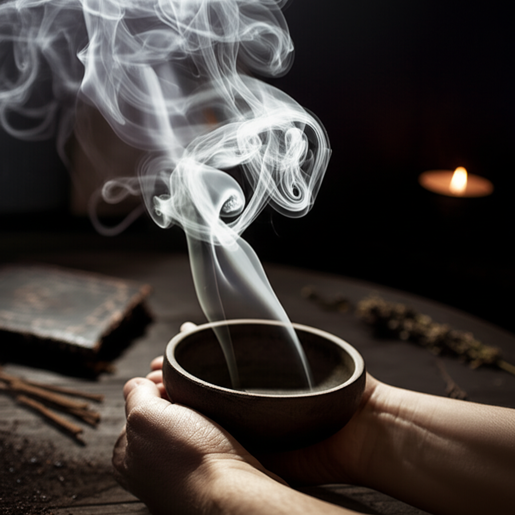 Древнее гадание по дыму от тлеющих благовоний в ритуальной чаше