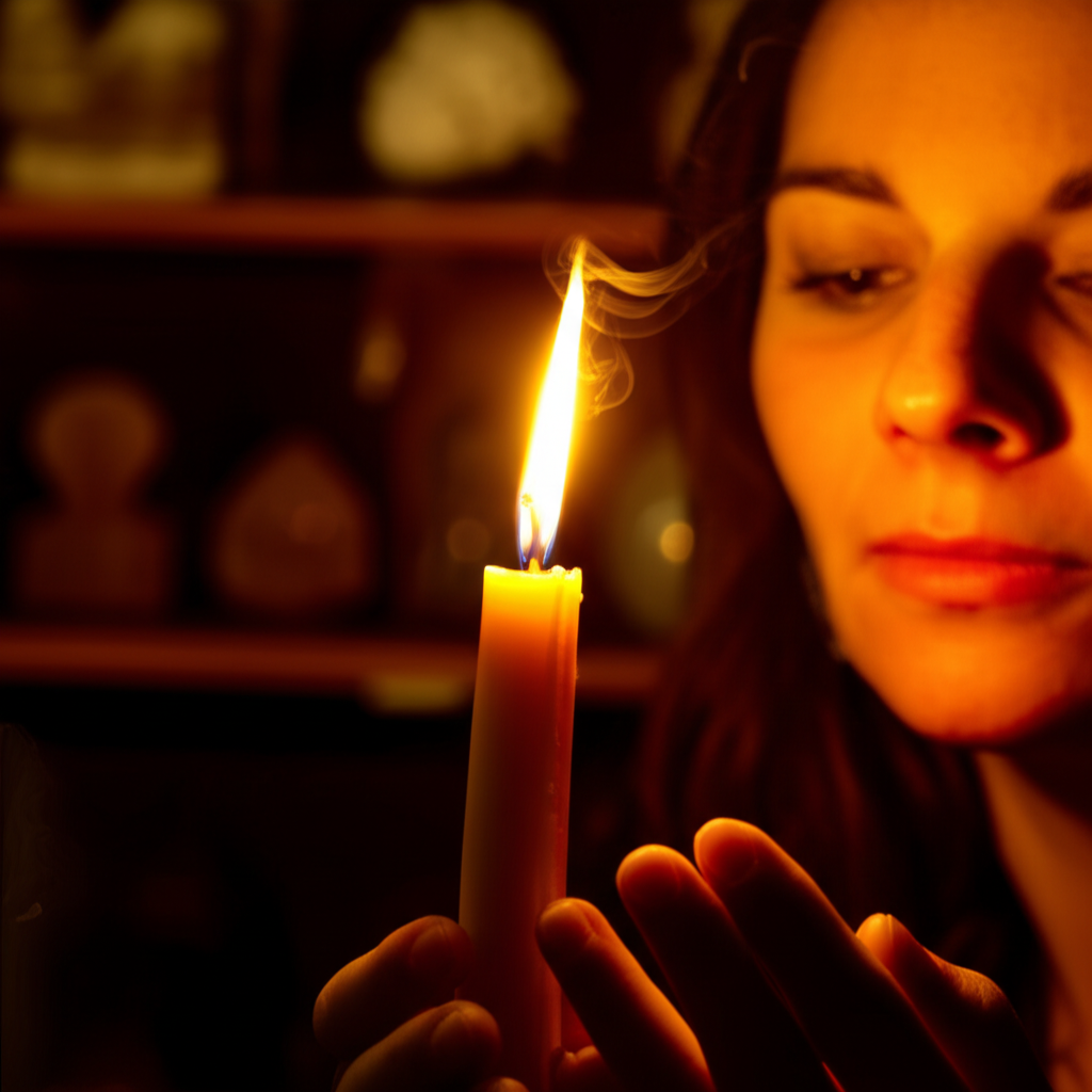 Древние гадания по огню от пламени свечи в темной комнате.