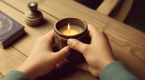 Человек перетасовывает старинную колоду, готовясь гадать на обычных картах