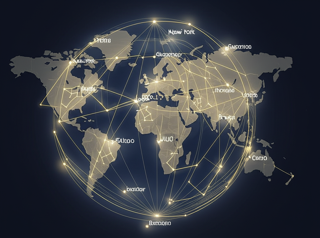 Детальная геокульт натальная карта, связывающая планеты и созвездия с точками на карте мира.