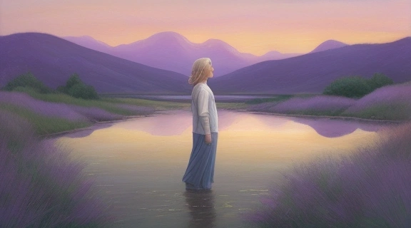 Спокойный человек на вершине скалы, наслаждающийся закатом, что символизирует умение Позволить себе быть настоящим и свободным в своем внутреннем мире.