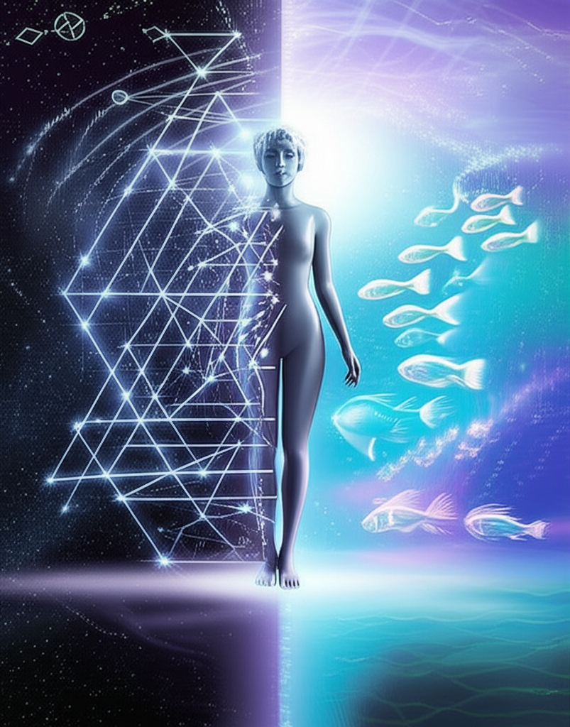 Завораживающее изображение, которое символизирует гороскоп 19 февраля знак зодиака на стыке Водолея и Рыб.