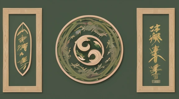 Стилизованная иллюстрация, отображающая Гороскоп фэн шуй 2025, с элементами китайской Змеи, Дерева и карты Багуа.