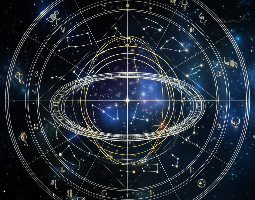 Детальный гороскоп на завтра с изображением зодиакального круга и планет.