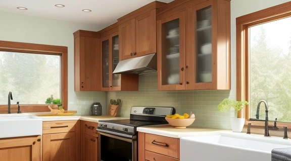 Гармоничная кухня с натуральными продуктами, демонстрирующая принципы: Готовлю по фэн-шуй еда как лекарство