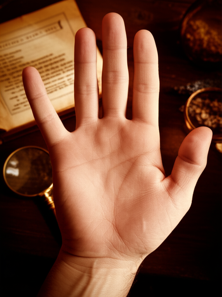 Раскрытая ладонь, на которой видны линии и холмы, иллюстрирующая хиромантия основные правила.