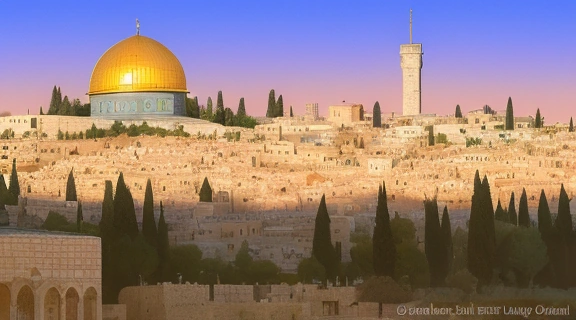 Панорамный вид на Иерусалим святой город на закате, отражающий его многовековую историю и духовное значение.