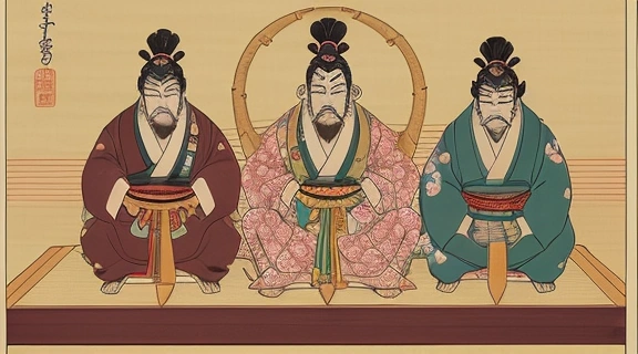 Изображение всех семи богов счастья Ситифукудзин, символизирующих Японские божества успеха и процветание.