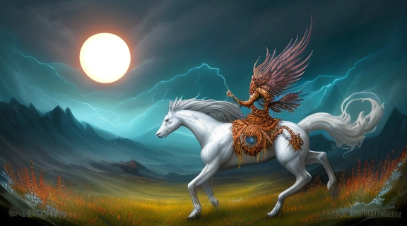 Иллюстрация, изображающая трех славянских богов: Ярила стрибог семаргл, символизирующих плодородие, ветер и огонь в единой мифологической композиции.